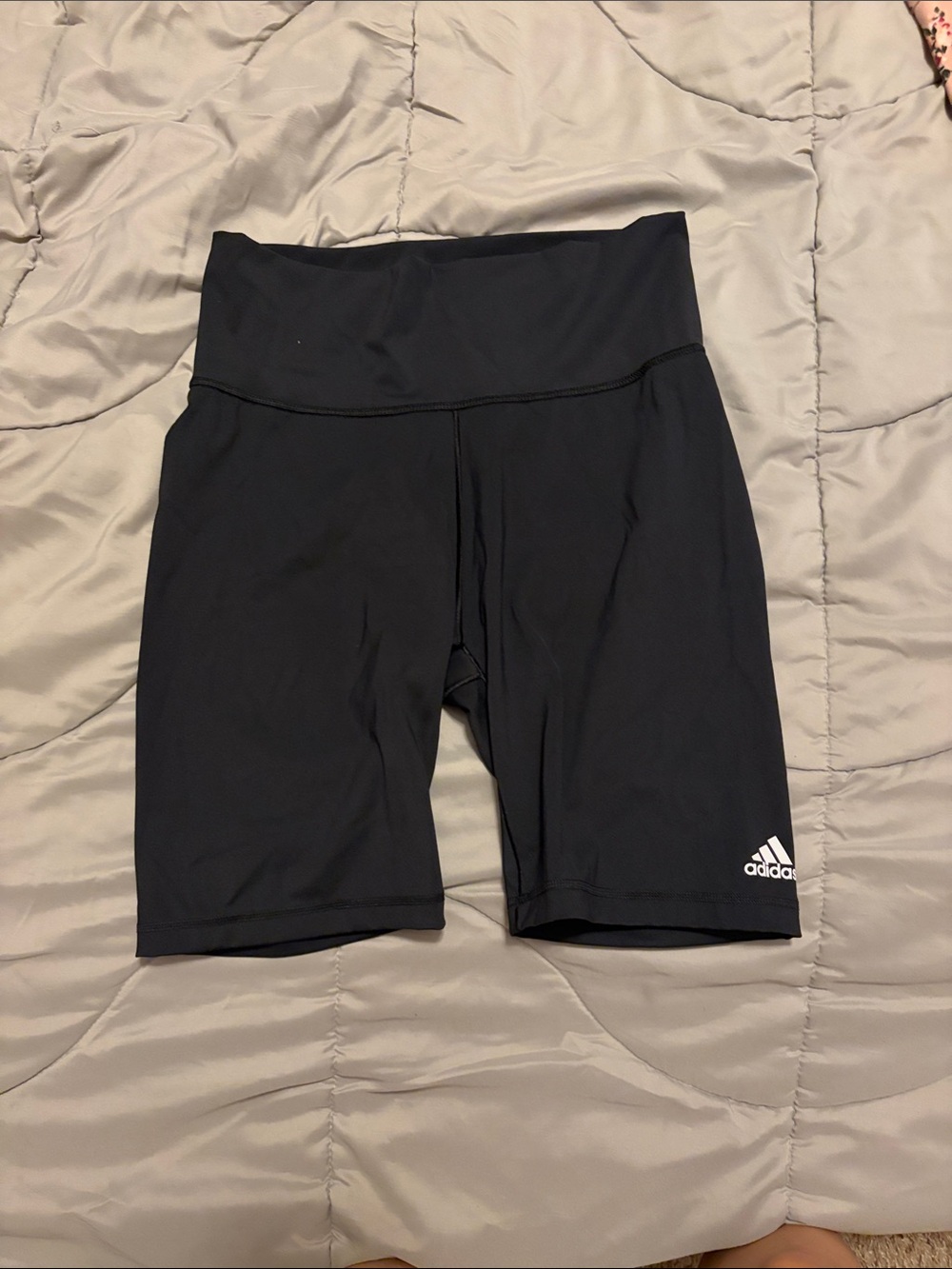 adidas Black High-Rise Bike Shorts with Logo